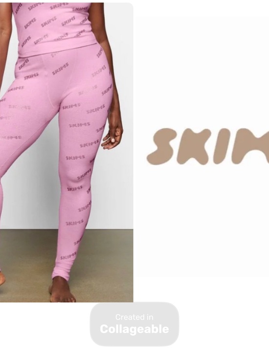 SKIMS Pants - ‼️WOW‼️SKIMS Lavender Logo-Print Ribbed Leggings NWT🩷
